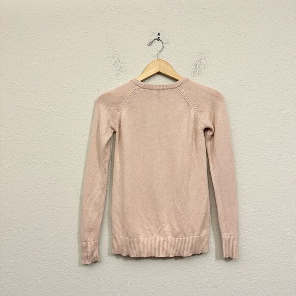 WVN Isle Knit Crew Neck Pullover Sweater Ribbed-Trim in Nude/Beige - Picture 4 of 8